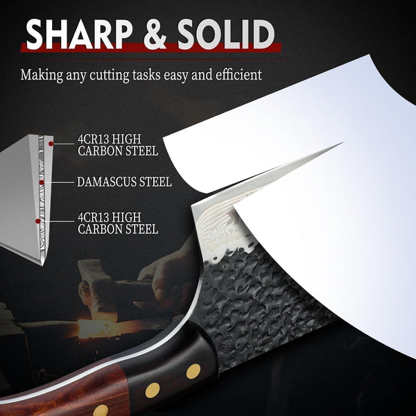 Meat Cleaver Chopping Knife -Butcher Knife with Forged Texture2
