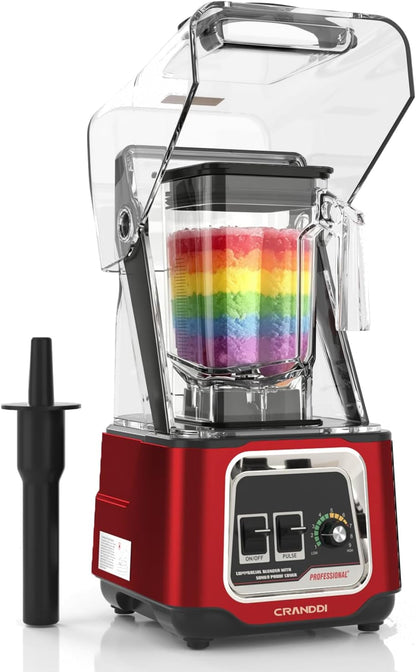 Commercial Blender, 2200W Countertop Blenders with Removable Shield, Quiet Smoothie Blender for Shakes and Ice Crushing, 52Oz, 38000 RPM Professional Blenders for Kitchen, K80 (Red)1