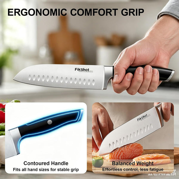 Knife Set, German Stainless Steel, Black, 14-Piece Kitchen Knives | Full Tang Handle, Ultra-Sharp, Knife Block & Sharpener Included, Rust-Resistant, Dishwasher-Safe, Gift for Chefs, BBQ Prep4