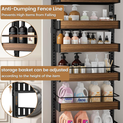 8 Tier over the Door Pantry Organizer, 2 in 1 Wall Mount or Hanging Spice Rack Seasoning Shelves with Adjustable Basket, Back of Door Organizer and Storage for Kitchen Cabinet and Room Closet5