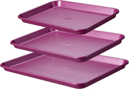 3-Piece Baking Sheet, Nonstick Cookie Sheets, Royal Violet | 13, 15 & 17-Inch, Carbon Steel Baking Pans Set, Easy-Release, Oven Safe up to 446°F, Even Heating, Pfas-Free, Space-Saving1