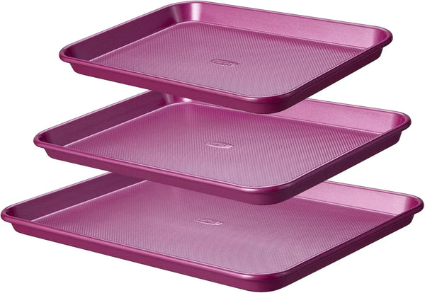 3-Piece Baking Sheet, Nonstick Cookie Sheets, Royal Violet | 13, 15 & 17-Inch, Carbon Steel Baking Pans Set, Easy-Release, Oven Safe up to 446°F, Even Heating, Pfas-Free, Space-Saving1