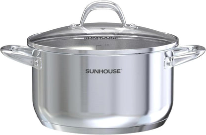 : Stainless Steel Stock Pot - 7 Quart - Tempered Glass Lid, 3-Ply Bottom, Soup-Pasta-Food, Boil-Simmer, All Cooktops, Dishwasher & Oven Safe | Impact-Bonded Base Big Stainless Steel Pots for Canning, Boiling, Spaghetti - Oven Safe & Induction Compatible1