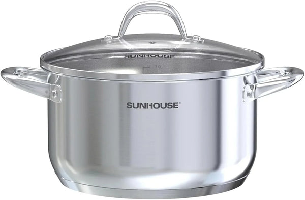 : Stainless Steel Stock Pot - 7 Quart - Tempered Glass Lid, 3-Ply Bottom, Soup-Pasta-Food, Boil-Simmer, All Cooktops, Dishwasher & Oven Safe | Impact-Bonded Base Big Stainless Steel Pots for Canning, Boiling, Spaghetti - Oven Safe & Induction Compatible1