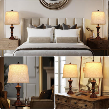 Retro Table Lamps Set of 2 Nightstand Lamp for Bedroom Vintage Rustic Table Lamps for Living Room Traditional Nightstand Bedside Lamps Bulb NOT Included6