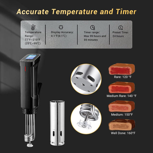 NKBIRD WIFI Sous Vide Cooker ISV-100W, 1000 Watts Fast-Heating W/Free APP | Sous Vide Machine Immersion Circulator W/ 14 Free Preset Recipes , Thermal Immersion W/ Smart Timer, Calibration Function6