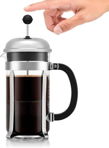 34Oz Chambord French Press Coffee Maker, High-Heat Borosilicate Glass, Polished Stainless Steel – Made in Portugal4