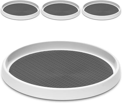 Set of 4, 10 Inch Non-Skid Lazy Susan Organizers - Turntable Rack for Cabinet, Pantry Organization and Storage, Kitchen, Fridge, Bathroom Makeup Vanity Countertop, under Sink Organizing, Spice Rack8