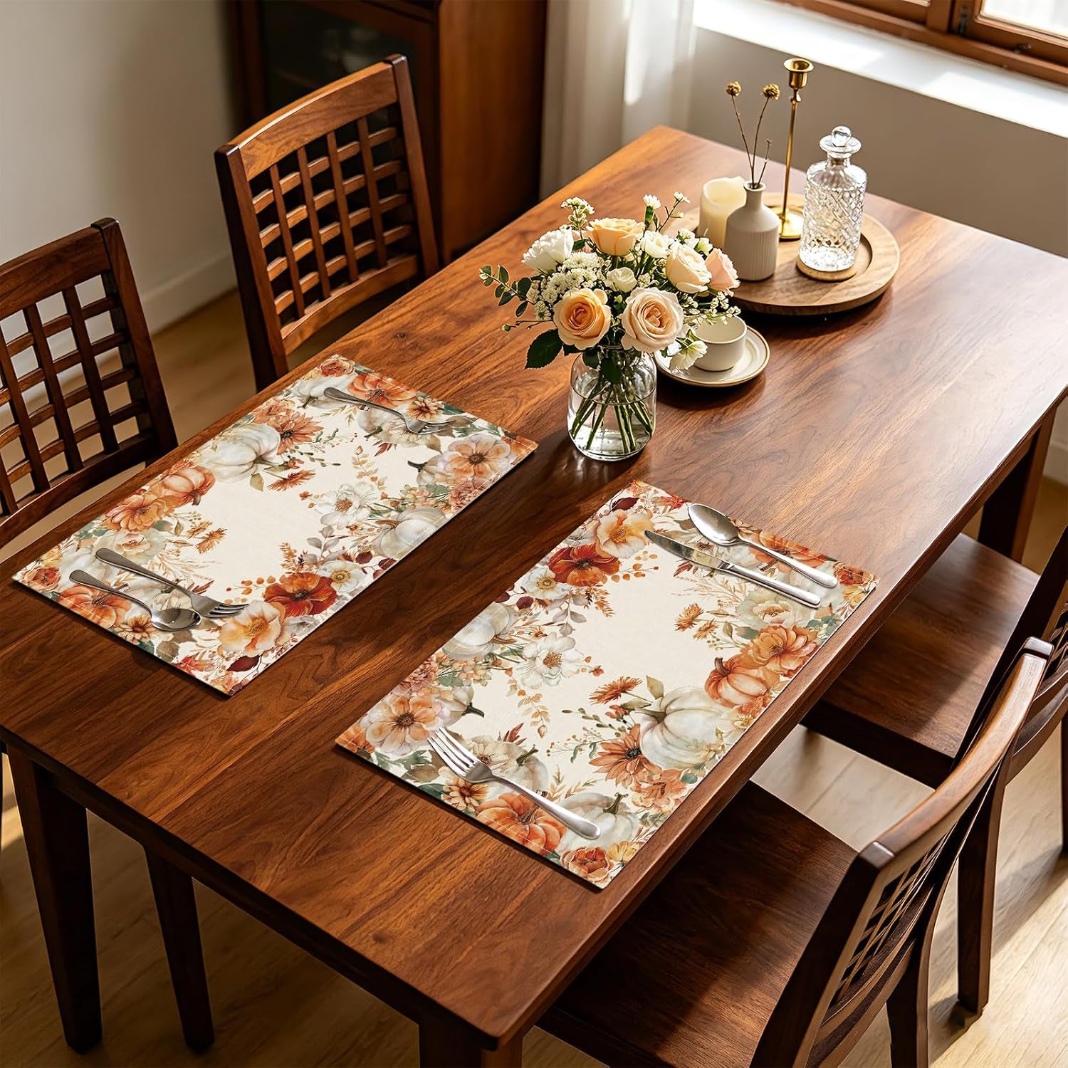 linen-fall-placemats-set-of-4-12-5-x-17-inch-pumpkin-floral-wreath-seasonal-table-mats-for-thanksgiving-dining-home-kitchen-outdoor-party