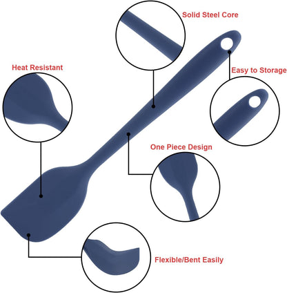 Silicone Spatulas Set, Rubber Spoon Spatula Heat Resistant Spoonula One Piece Design Seamless Spatula Non-Stick Scrapers Baking Mixing Tool (Dark Blue)5