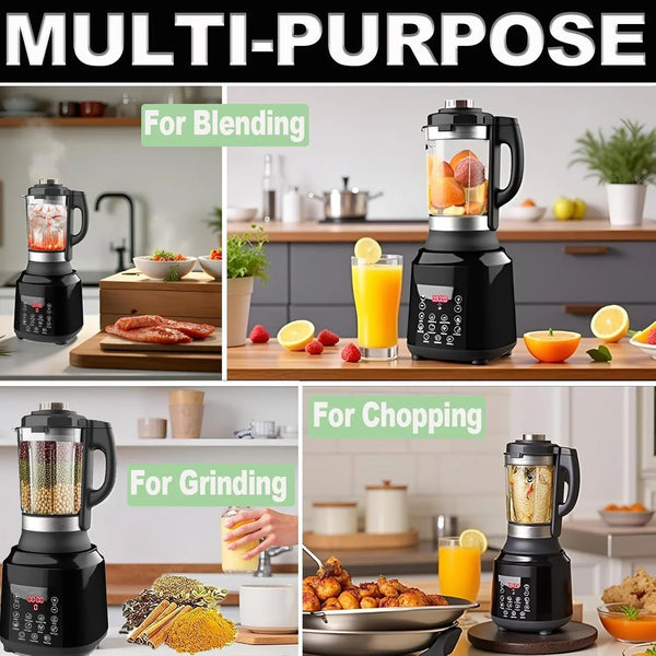 Food Processor Blender Combo, 60Oz 1200W All-In-One Kitchen Machine | 9 Programs, 12H Preset, Self-Cleaning, Grinding, Chopping, Mixing, Shakes, Hot Soups9