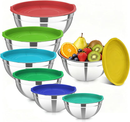 Stainless Steel Mixing Bowls with Color Lids, 7-Piece Set1