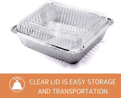 (35 Pack) 8X8 Aluminum Pans with Clear Plastic Lids - Square Baking Cake Pans - Foil Pans with Lids - Disposable Food Containers Great for Cooking, Heating, Storing, Prepping Food4