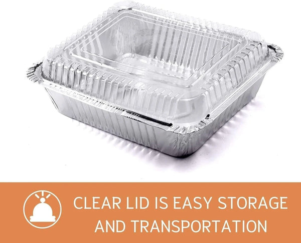 (35 Pack) 8X8 Aluminum Pans with Clear Plastic Lids - Square Baking Cake Pans - Foil Pans with Lids - Disposable Food Containers Great for Cooking, Heating, Storing, Prepping Food4