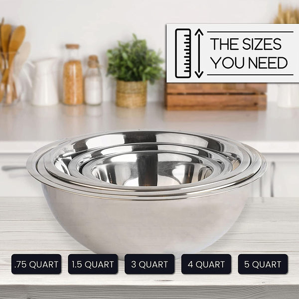 Stainless Steel Mixing Bowls Set, 5-Piece Meal Prep & Food Storage6