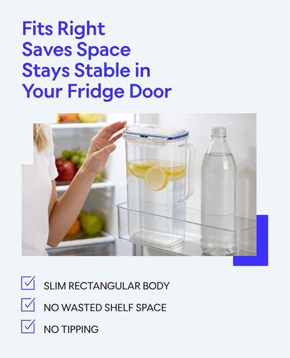 Aqua Fridge Door Water Jug | Clear Pitcher | BPA Free Plastic Pitcher with Lid | 2 Quart Pitcher with Lid for Water, Juice, Tea & More Beverages, Clear4