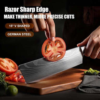 Black 7 Inch Nakiri Knife, Ultra Sharp Vegetable Chopping Cleaver3