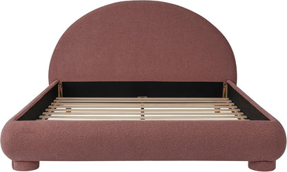 Boucle Upholstered Platform Bed with Arched Headboard, Queen, Red5