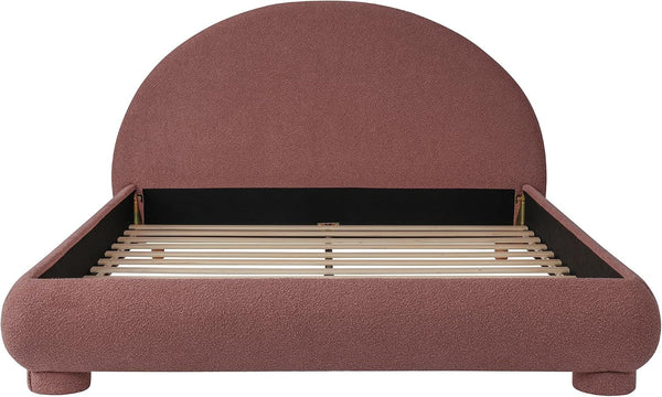 Boucle Upholstered Platform Bed with Arched Headboard, Queen, Red5