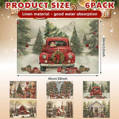6 Pcs Christmas Placemats Nutcracker 12 X 18 Inch Washable2