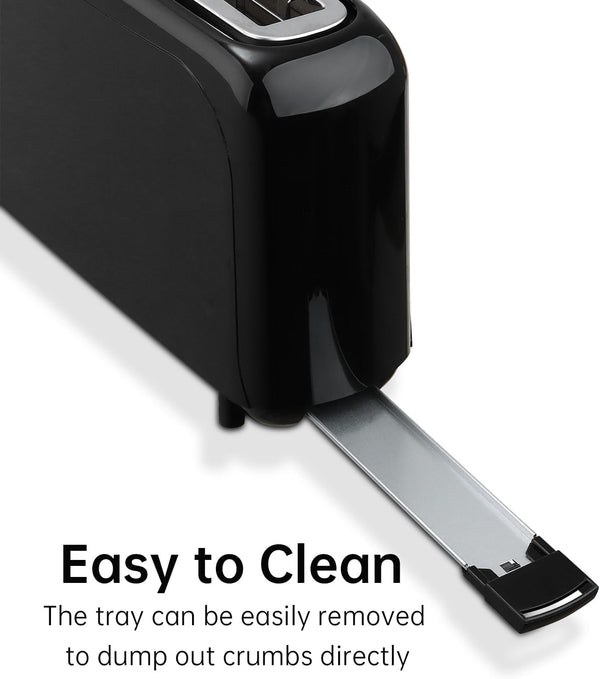 2 Slice Slim Toaster, 10" Long Slot, 6 Shade Settings, Black | Long Slot, 6 Shade Settings, Cancel/Reheat/Defrost, Removable Crumb Tray7