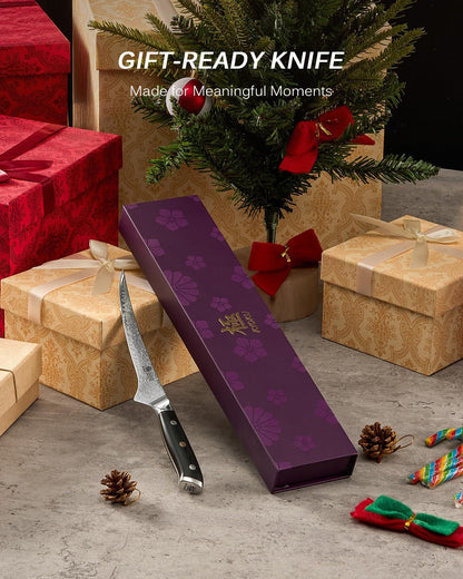 7" Japanese Damascus Fillet Knife for Fish, Filet Boning Knife for Fishing Skinning for Professional & Home Chefs,Ultra Sharp VG10 Full Tang Butcher Knife for Filleting Deboning Meat Cutting7