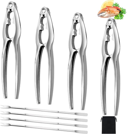 8 Pcs Crab Crackers and Tools Set, Crab Leg Cracker Tools for Seafood Nut | Zinc Alloy Lobster Crackers and Picks. 4 Pcs Crab Crackers, 4 Pcs Crab Leg Forks with Storage Bag. Ergonomic, Non-Slip Grip1