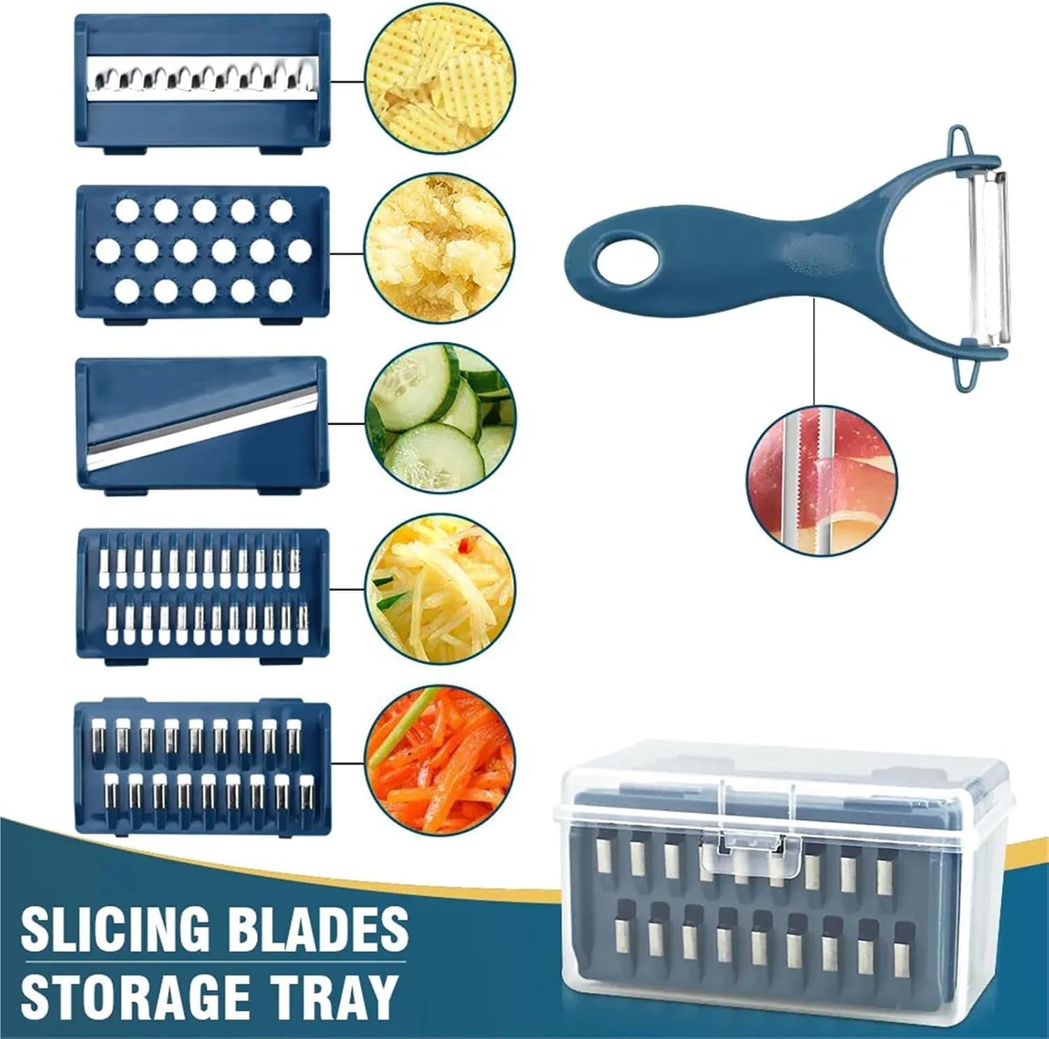 6-in-1-vegetable-slicer-set-with-5-stainless-steel-blades-potato-peeler-carrot-grater-kitchen-tool-with-container-and-hand-guard