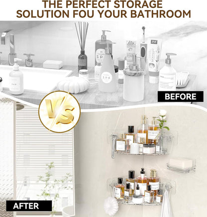 Corner Shower Caddy 3 Pack Clear Acrylic Bathroom Organizer Caddy2
