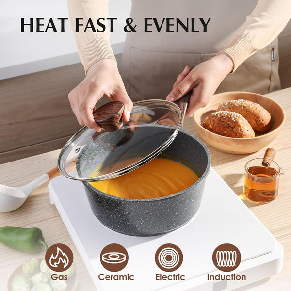 Nonstick Cookware Set 13 Pcs, Non Stick Pots and Pans Set | Swiss Granite Coating, Healthy Kitchen Cooking Set, Stay-Cool Handles, Induction Compatible, PFOA/PFOS Free4