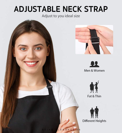 Apron for Men Women, Adjustable Cooking Kitchen Apron with 2 Pockets | Machine Washable, Firm Stitching, Stain Resistance, Long Tie Straps, 2 Pockets, Versatility, Unisex Use, Gift, BBQ5