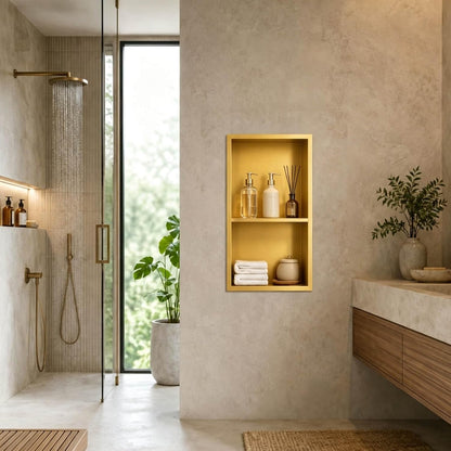 Stainless Steel Shower Niche Insert 12" X 24" Brushed Gold2