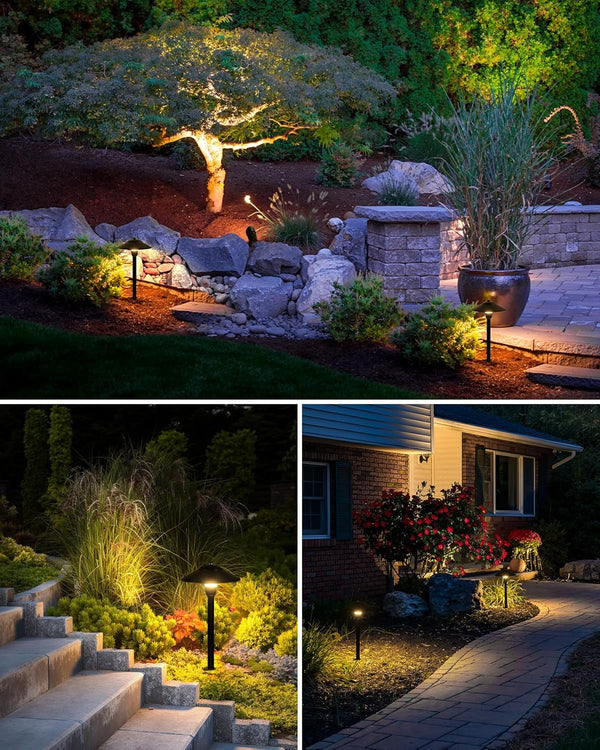 All-In-One Landscape Lighting Kit 6-Pack LED Outdoor Pathway Lights, 2-Pack Spotlights, 60W Transformer, 100FT 16/2 AWG Wire and Connectors Outdoor Landscape Lighting for Walkway Garden Yard5