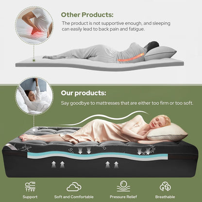 4 Inch Dual Layer Memory Foam Mattress Topper Twin XL for College Dorm Room | 2 Inch Gel Memory Foam and 2 Inch Pillow Top Mattress Pad Cover, Cooling Bamboo Viscose Mattress Topper Medium-Firm5