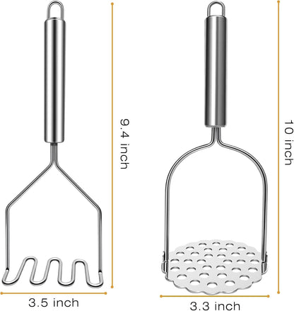2 Pcs Potato Smasher, Mashed Potato Masher, Stainless Steel Masher Kitchen Tool for Avocado, Bean, Fruit, Vegetables, Food3