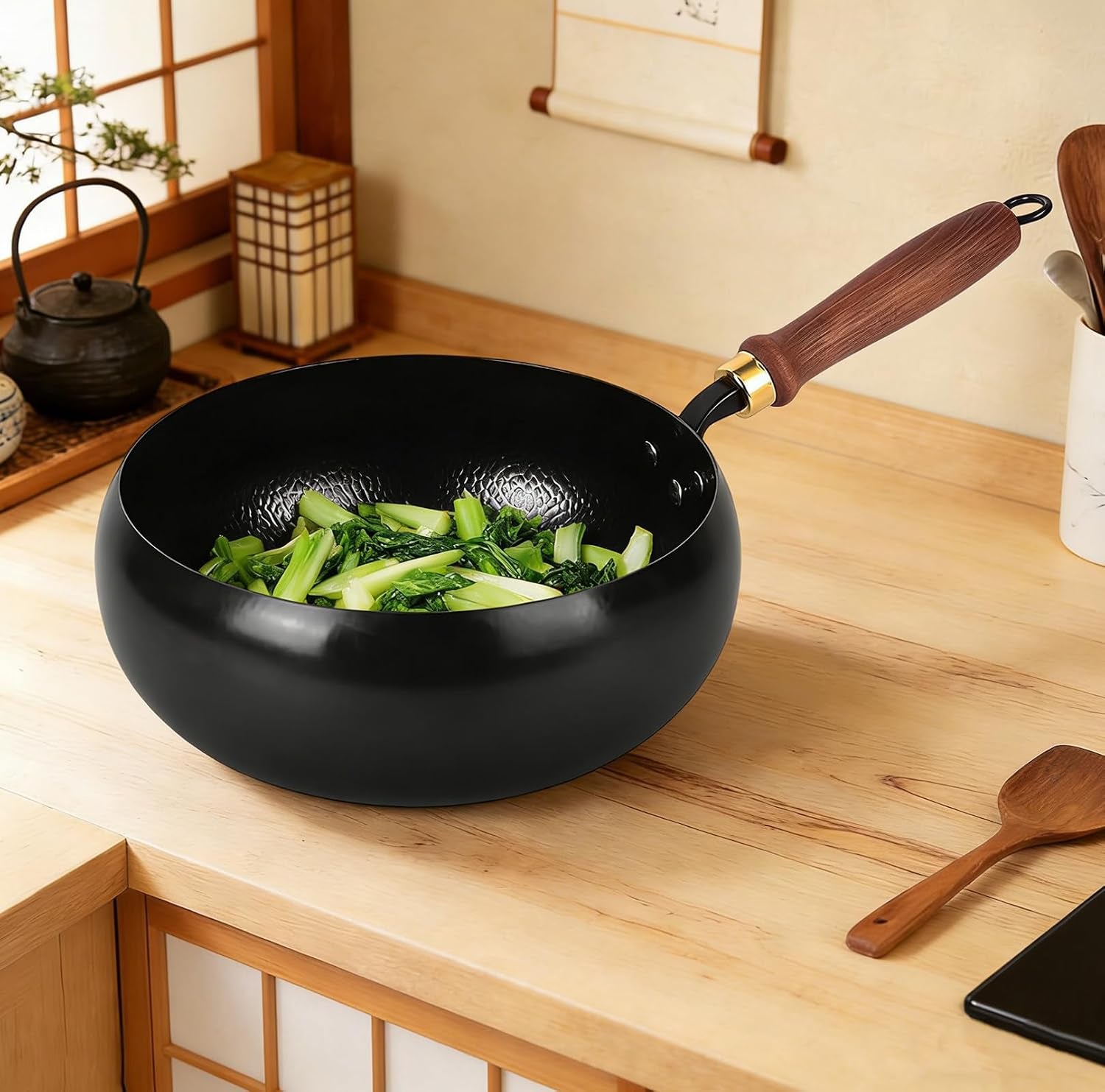 cast-iron-wok-hand-hammered-uncoated-thick-walled-fast-heating-stir-fry-pan-wooden-handle-for-gas-stove-induction-cooker-24-cm