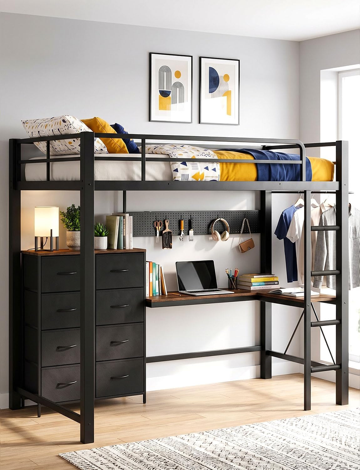 twin-size-metal-loft-bed-with-l-shaped-desk-and-8-storage-drawers-black