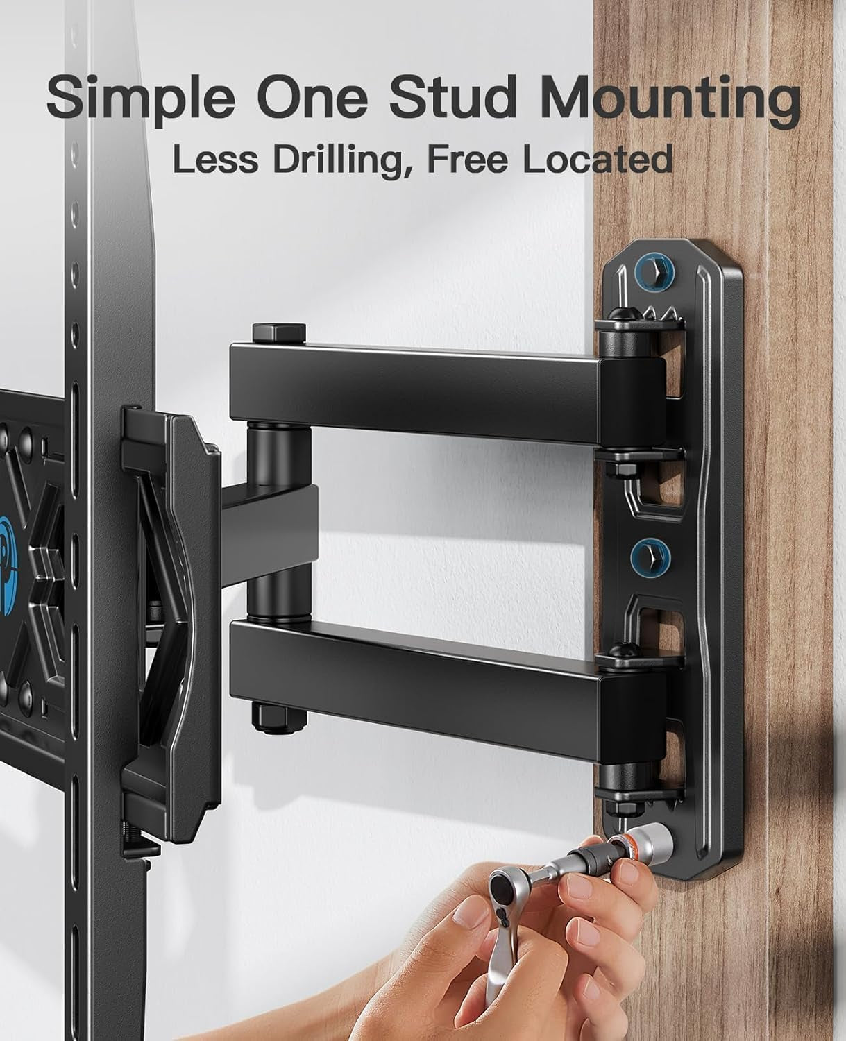 full-motion-tv-wall-mount-for-26-65-inch-flat-curved-tvs-heavy-duty-single-articulating-arms-corner-tv-mount-up-to-vesa-400x400mm-and-77lbs-support-swivel-tilt-level-adjustment