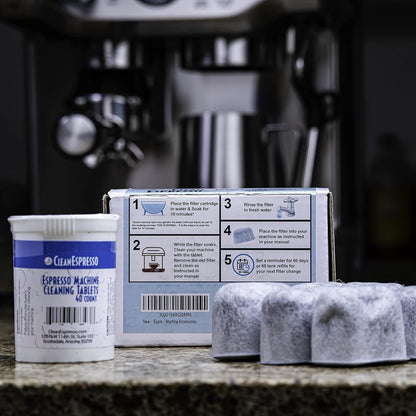'- Designed for Breville Cleaning Kit - 40 Cleaning Tablets and 6 Water Filters for Breville Espresso Machines - 2G Espresso Machine Tablets6