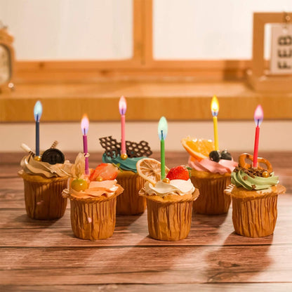 Amazing  Multicolor Happy Birthday Candles and Holders (12 Count),Unscented4