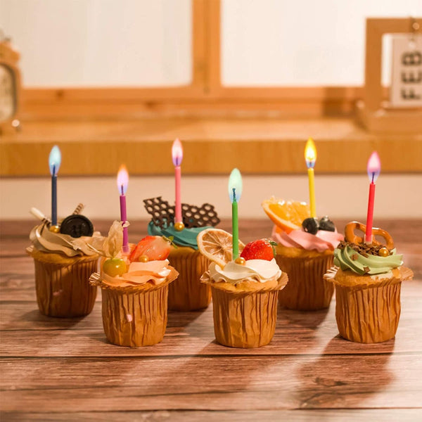 Amazing  Multicolor Happy Birthday Candles and Holders (12 Count),Unscented4