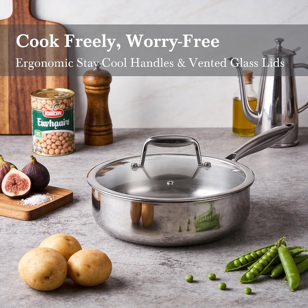 Stainless Steel Cookware Set Pots and Pans Set with Steamer Basket | Non Toxic Induction Cookware, Kitchen Cookware Sets PFOA & PTFE Free, Dishwasher and Oven Safe7