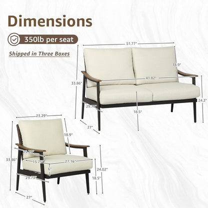 3 Pieces Patio Conversation Sets, Wicker Patio Set6