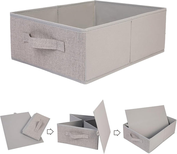 Clothings Collapsible Storage Bins, Foldable Drawer Organizers Closet Storage Baskets Cube Storage Bin for Bedroom Living Room (4 Pack, Grey, 15.4X11.4X5.5Inch)3