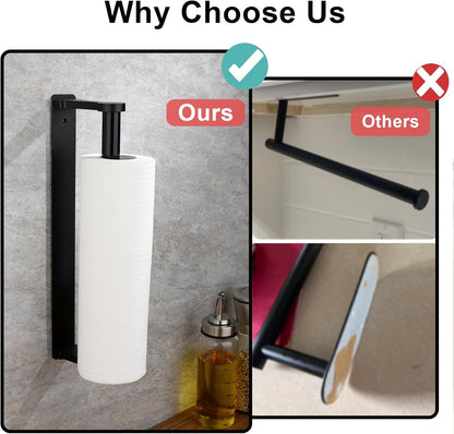 Paper Towel Holder under Cabinet, Paper Towel Holder, Aluminum Alloy Kitchen Towel Holders, Self Adhesive Kitchen Roll Holder for Kitchen, Bathroom, Living Room (Black)8