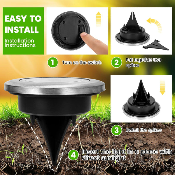 Mini Solar Ground Lights, 12 Pack Solar Powered Pathway Lights, Waterproof Outdoor Light for Garden, Driveway, Walkway, Backyard, Patio (Cool White)7