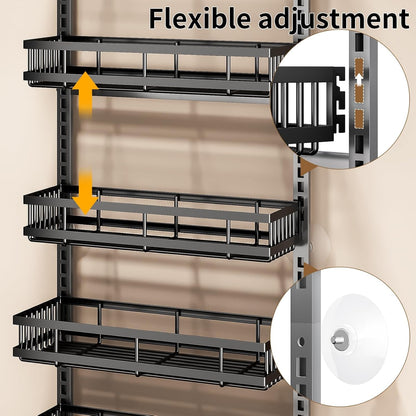 8-Tier over the Door Organizer, Heavy-Duty Metal Hanging Storage Rack with Adjustable Baskets, Door-Mounted Pantry Organizer for Kitchen, Bathroom, Laundry Room, Spices, Snacks & Toiletries3