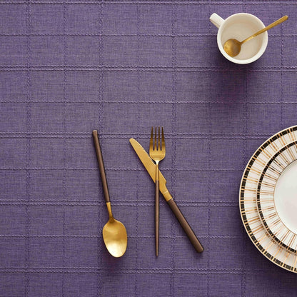 Linen Checked round Table Cloth 52 Inch Purple5