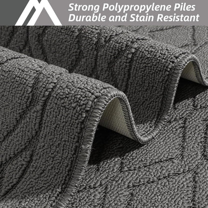 48X20Inch/30X20Inch Kitchen Rug Mats,Grey | Made of Polypropylene 2 Piece Soft Kitchen Mat for Floor Specialized in anti Slippery and Machine Washable Kitchen Runner Rug2