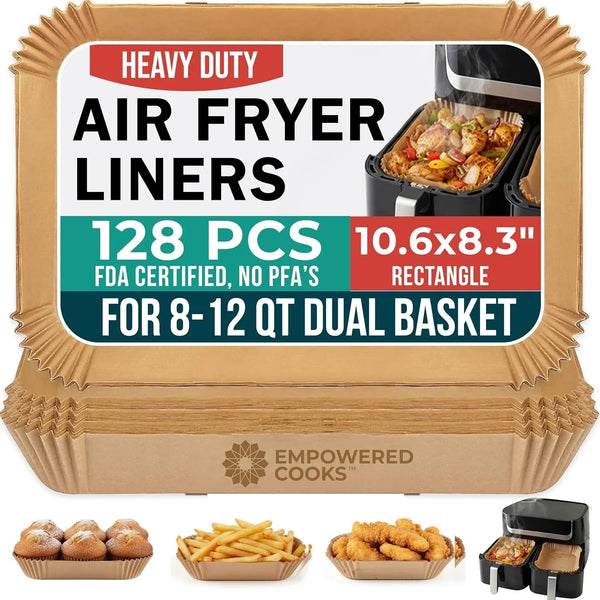 Cathy Yoder'S XL Rectangle Air Fryer Liners, 128 PCS 10.6 Inch Air Fryer Liners Disposable Rectangular, 8-12 QT Easy Cleanup Rectangular-Shape Airfryer Liner Parchment Paper for Cooking & Baking1
